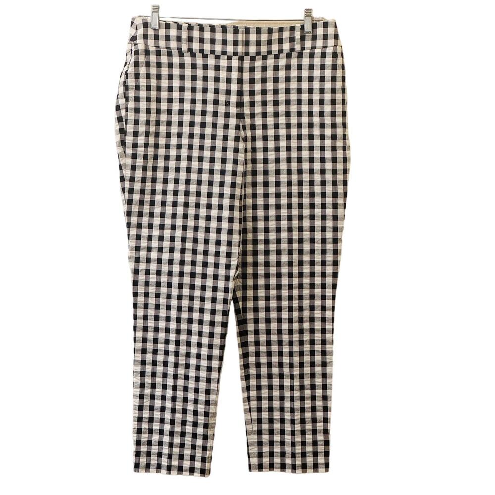 Ann Taylor LOFT Julie Fit Straight Black and White Gingham Pants Size 10